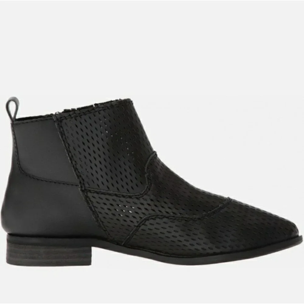 Kelsi Dagger Alaska Perforated Black Leather Booties 9.5 Ankle Boots